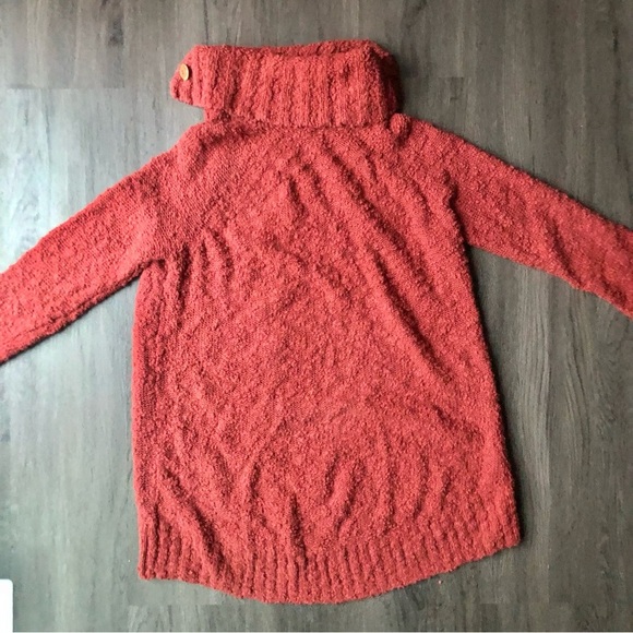 Anthropologie MOTH Sweater Women's Large Red Orange Boucle Pullover Cowl Neck - Picture 2 of 8